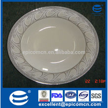 Placas de cena de porcelana china de hueso de 10.5 &quot;/ 27cm con estampados de plata en el borde de la placa